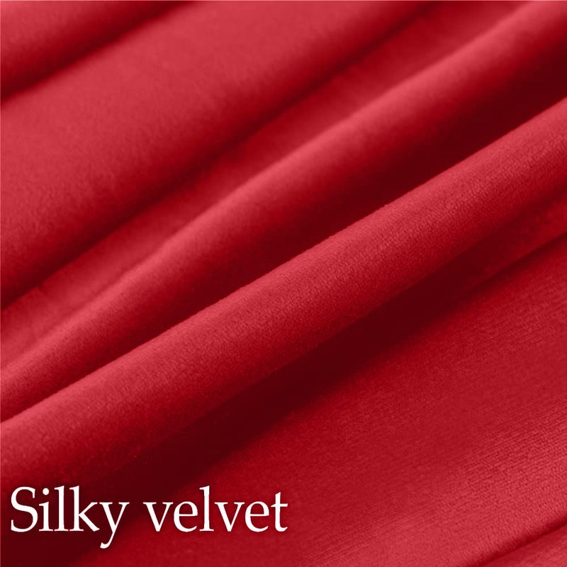 lalaLOOM Velvet Throw Pillow Covers, Set of 2, 18x18 Decorative Square Pillows Home Decor, Soft Accent Cases, Silky Machine Washable Pillowcases for Sofa, Couch, Bedroom, Living Room, Ruby Red - Image 2